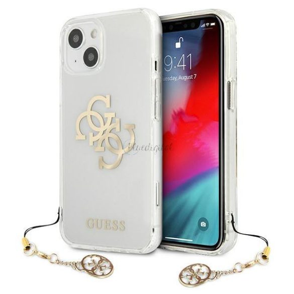 Guess GUHCP13SKS4GGO iPhone 13 mini 5,4 „Átlátszó kemény tok 4G arany medálok Kollekció