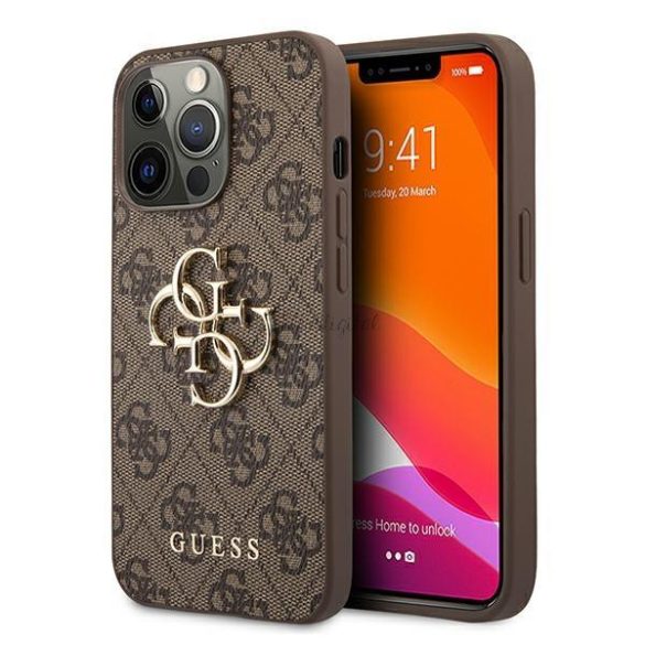 Guess GUHCP13X4GMGBR iPhone 13 PRO max 6.7 "barna tok 4G Big Metal Logo