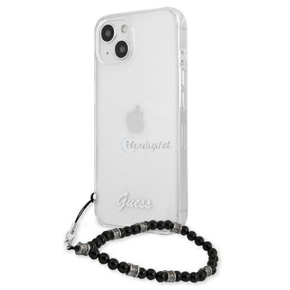 Guess GUHCP13SKPSBK iPhone 13 MINI 5,4 "Átlátszó kemény fekete gyöngy tok