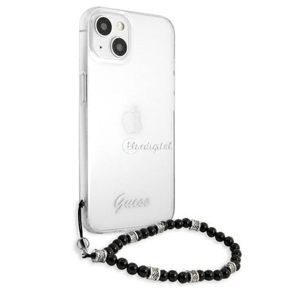 Guess GUHCP13SKPSBK iPhone 13 MINI 5,4 "Átlátszó kemény fekete gyöngy tok