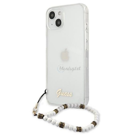 Guess GUHCP13SKPSWH iPhone 13 mini 5,4 „átlátszó tok fehér Pearl