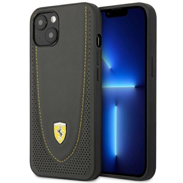 Ferrari FEHCP13MRGOG iPhone 13 6.1" fekete keménytok bőr ívelt vonalú tok