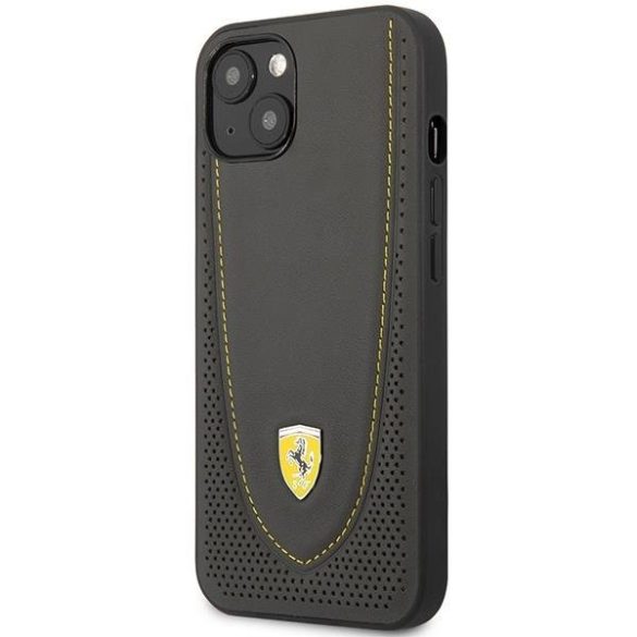 Ferrari FEHCP13MRGOG iPhone 13 6.1" fekete keménytok bőr ívelt vonalú tok