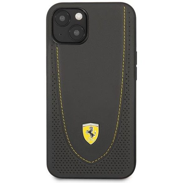 Ferrari FEHCP13MRGOG iPhone 13 6.1" fekete keménytok bőr ívelt vonalú tok