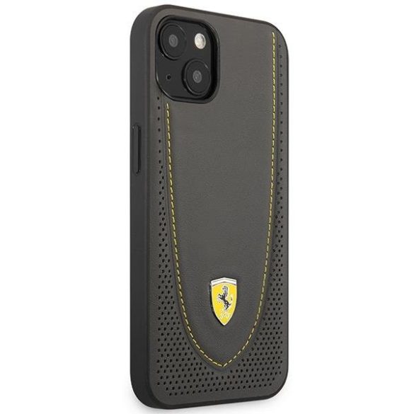 Ferrari FEHCP13MRGOG iPhone 13 6.1" fekete keménytok bőr ívelt vonalú tok