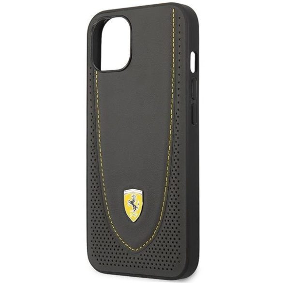 Ferrari FEHCP13MRGOG iPhone 13 6.1" fekete keménytok bőr ívelt vonalú tok