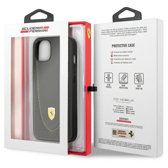 Ferrari FEHCP13MRGOG iPhone 13 6.1" fekete keménytok bőr ívelt vonalú tok