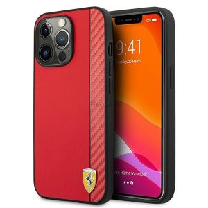 Ferrari FESAXHCP13XRE iPhone 13 Pro Max 6.7 „piros tok On Track Carbon Stripe