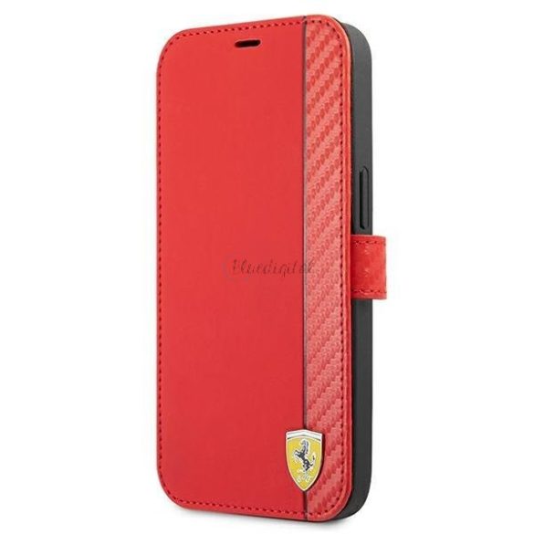 Ferrari FESAXFLBKP13LRE iPhone 13 Pro / 13 6.1 „piros könyv On Track Carbon Stripe tok