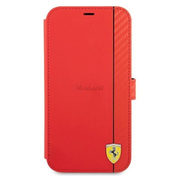 Ferrari FESAXFLBKP13LRE iPhone 13 Pro / 13 6.1 „piros könyv On Track Carbon Stripe tok