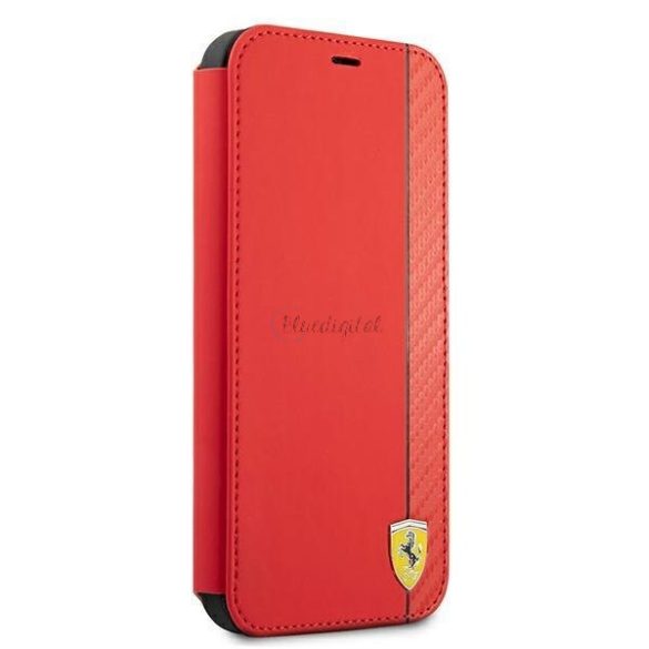 Ferrari FESAXFLBKP13LRE iPhone 13 Pro / 13 6.1 „piros könyv On Track Carbon Stripe tok