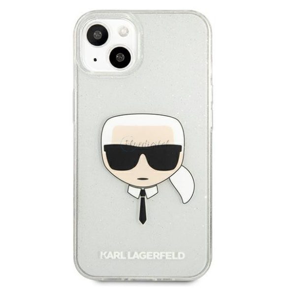 Karl Lagerfeld Klhcp13skhtugls iPhone 13 Mini 5,4 "Ezüst / ezüst tok csillámos karl feje