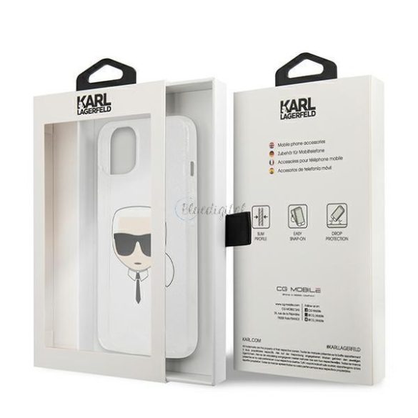 Karl Lagerfeld Klhcp13skhtugls iPhone 13 Mini 5,4 "Ezüst / ezüst tok csillámos karl feje