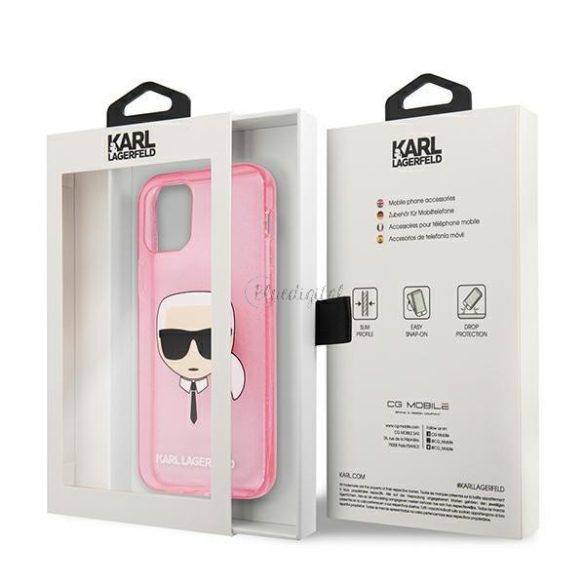 Karl Lagerfeld Klhcp13skhtuglp iPhone 13 mini 5,4 "rózsaszín / Pink tok csillámos Karl feje