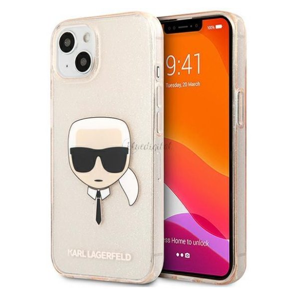 Karl Lagerfeld Klhcp13MKhtuglgo iPhone 13 6.1 "Gold / Gold tok csillámos Karl feje