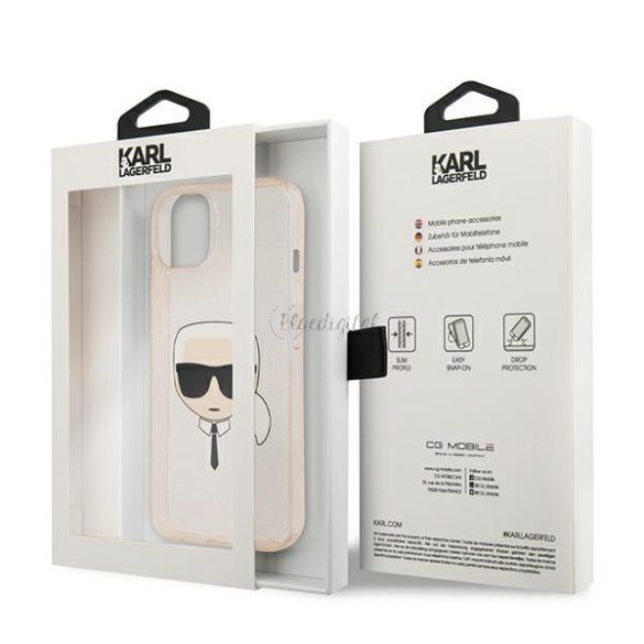 Karl Lagerfeld Klhcp13MKhtuglgo iPhone 13 6.1 "Gold / Gold tok csillámos Karl feje