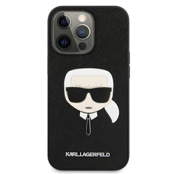 Karl Lagerfeld Klhcp13lsakhbk iPhone 13 Pro / 13 6.1 "fekete tok Saffiano Ikonik Karl feje