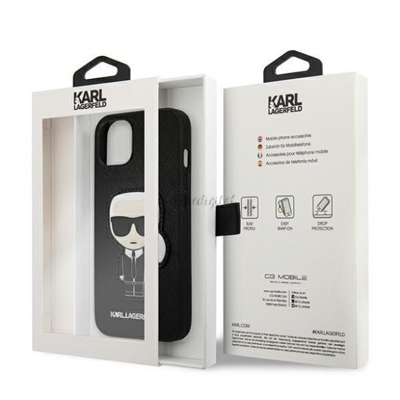 Karl Lagerfeld Klhcp13Sokpk iPhone 13 Mini 5,4 "fekete tok Safiano Ikonik Karl javítása