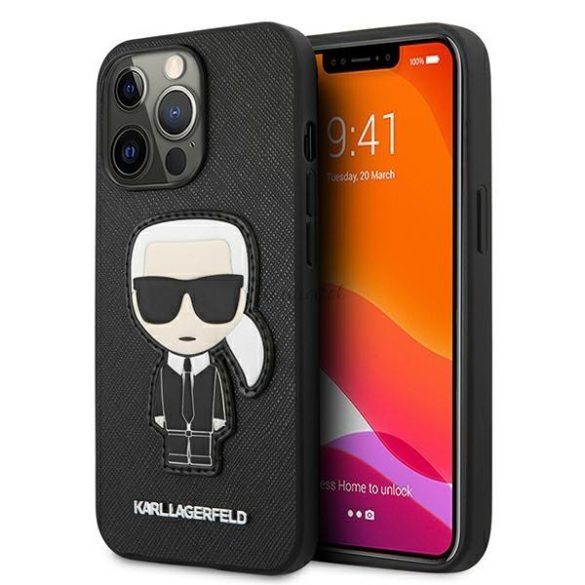 Karl Lagerfeld Klhcp13xokpk iPhone 13 Pro max 6,7 "fekete tok Safiano Ikonik Karl Patch
