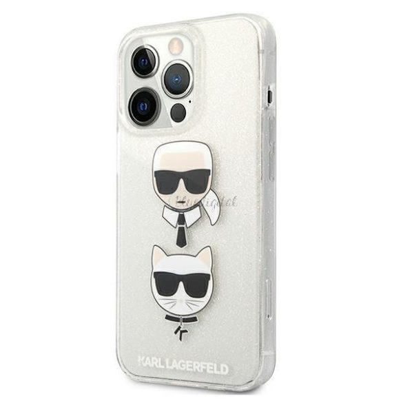 Karl Lagerfeld Klhcp13lkCtugls iPhone 13 Pro / 13 6.1 "Ezüst / ezüst keménytok csillámos Karl's Choupette