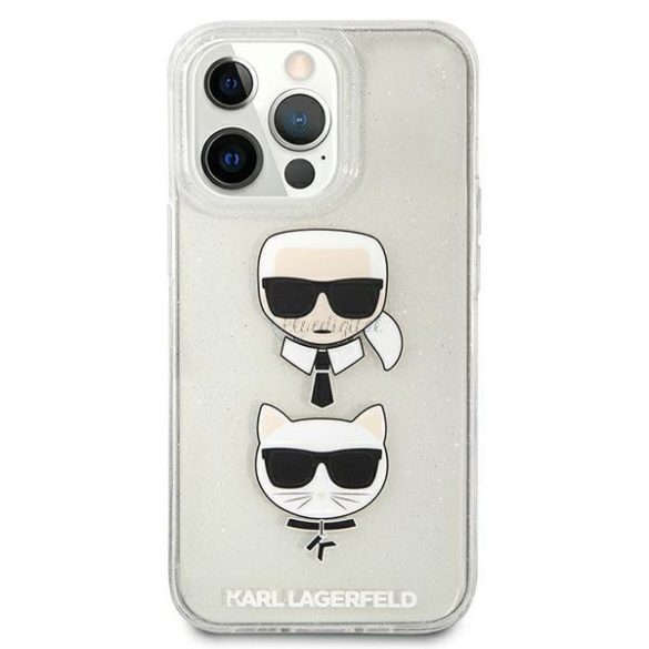 Karl Lagerfeld Klhcp13lkCtugls iPhone 13 Pro / 13 6.1 "Ezüst / ezüst keménytok csillámos Karl's Choupette