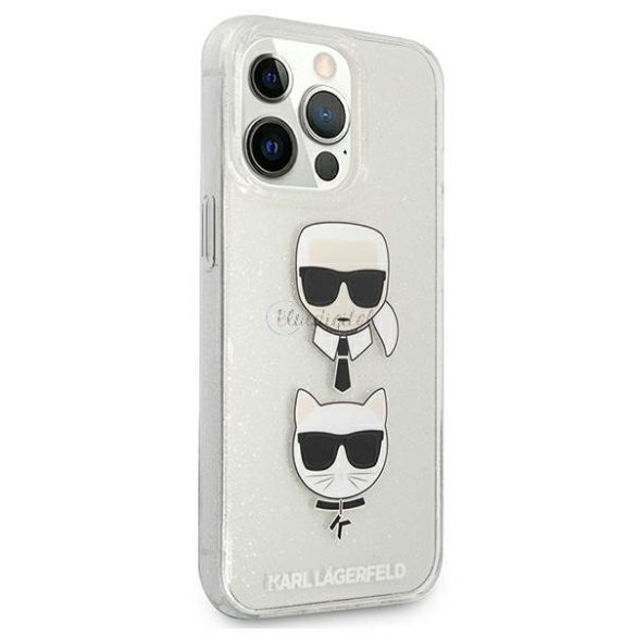 Karl Lagerfeld Klhcp13lkCtugls iPhone 13 Pro / 13 6.1 "Ezüst / ezüst keménytok csillámos Karl's Choupette