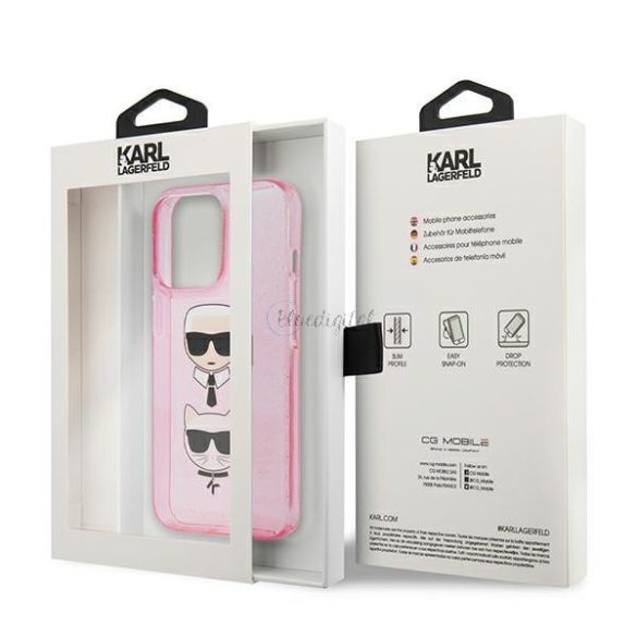 Karl Lagerfeld Klhcp13lkctuglp iPhone 13 PRO / 13 6.1 "Rózsaszín / Rózsaszín tok csillámos Karl's Choupette