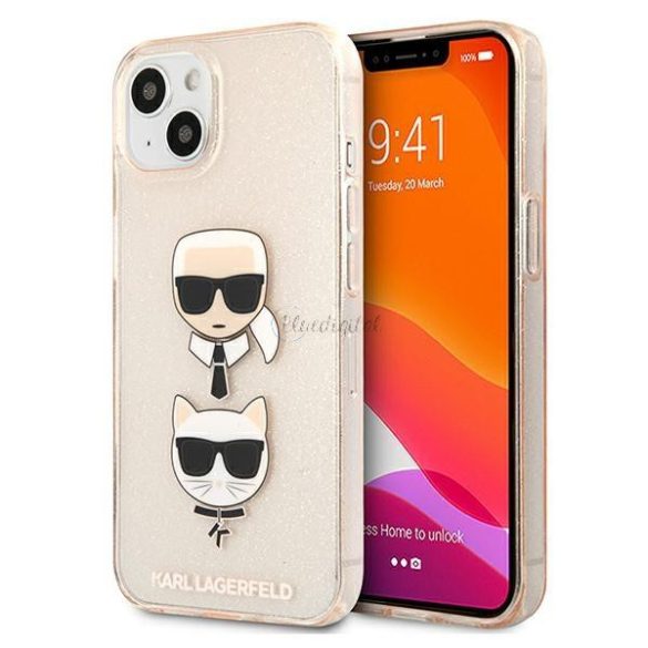 Karl Lagerfeld Klhcp13skctuglgo iPhone 13 Mini 5,4 "Złoty / Gold tok csillámos Karl's Choupette