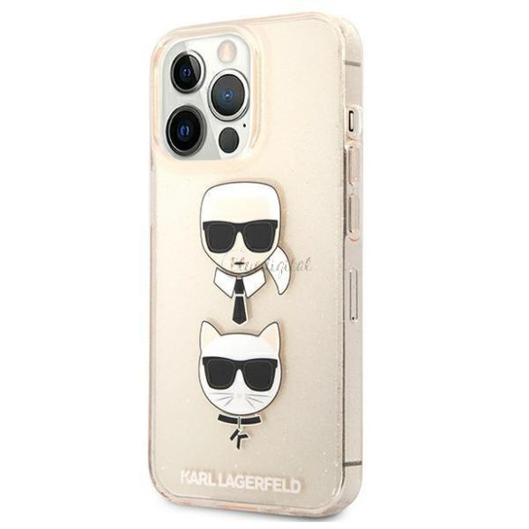 Karl Lagerfeld Klhcp13lkctuglgo iPhone 13 Pro / 13 6.1 "Arany / Gold tok csillámos Karl's Choupette