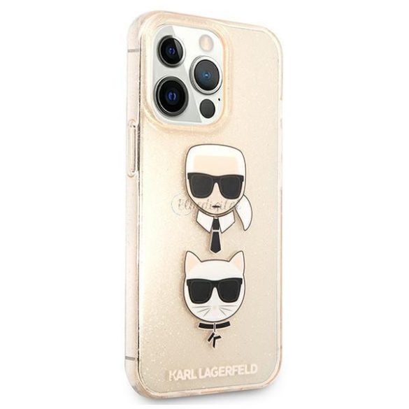 Karl Lagerfeld Klhcp13lkctuglgo iPhone 13 Pro / 13 6.1 "Arany / Gold tok csillámos Karl's Choupette