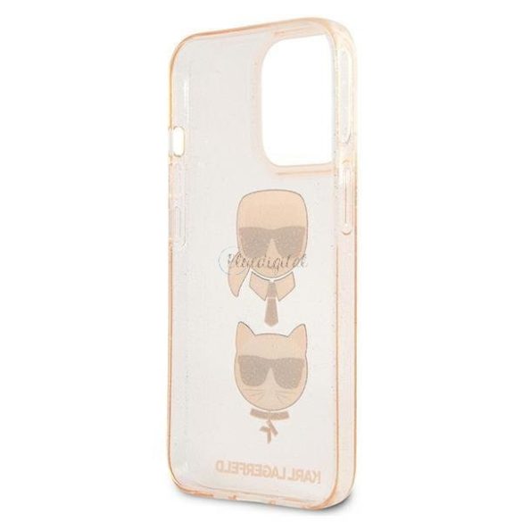 Karl Lagerfeld Klhcp13lkctuglgo iPhone 13 Pro / 13 6.1 "Arany / Gold tok csillámos Karl's Choupette