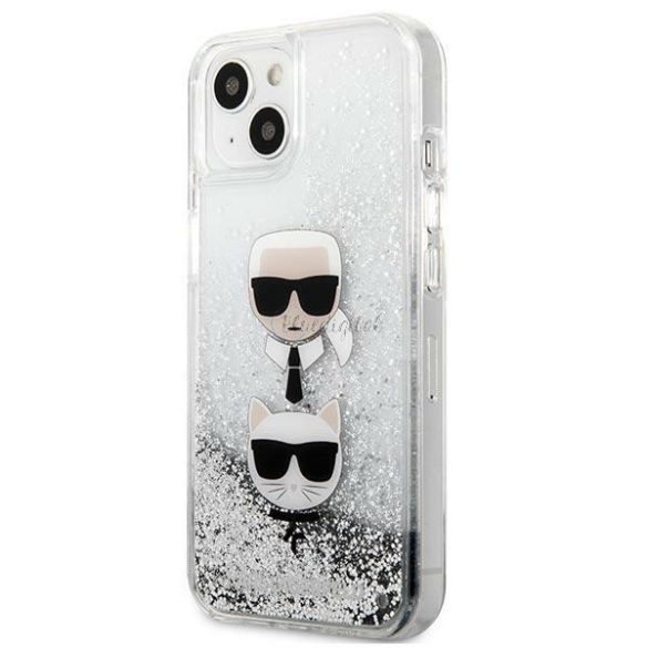 Karl Lagerfeld Klhcp13skgls iPhone 13 Mini 5,4 "Ezüst / ezüst keménycukor folyadék csillámos Karl Choupette Head tok