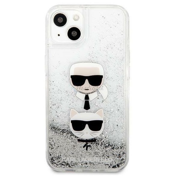 Karl Lagerfeld Klhcp13skgls iPhone 13 Mini 5,4 "Ezüst / ezüst keménycukor folyadék csillámos Karl Choupette Head tok