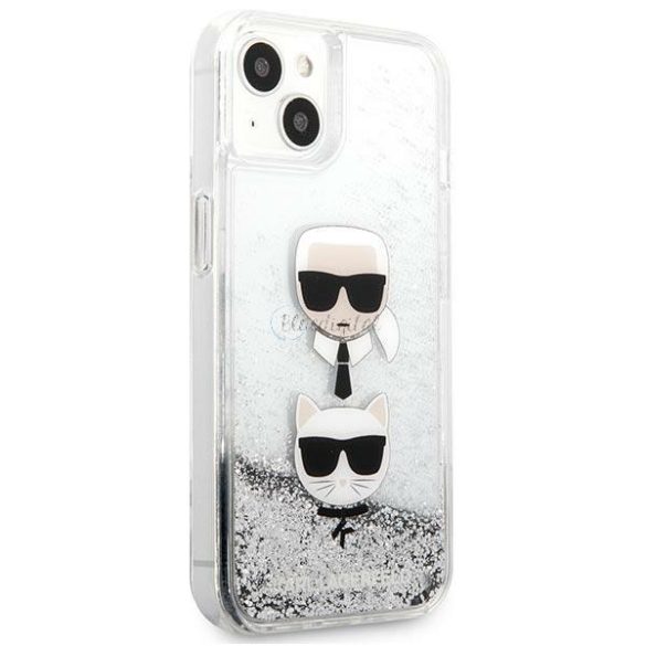 Karl Lagerfeld Klhcp13skgls iPhone 13 Mini 5,4 "Ezüst / ezüst keménycukor folyadék csillámos Karl Choupette Head tok