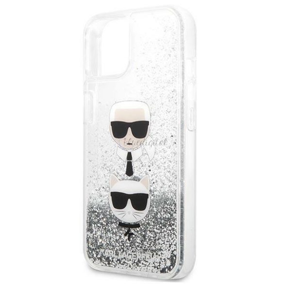 Karl Lagerfeld Klhcp13skgls iPhone 13 Mini 5,4 "Ezüst / ezüst keménycukor folyadék csillámos Karl Choupette Head tok