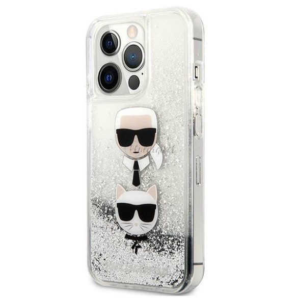 Karl Lagerfeld Klhcp13lkicgls iPhone 13 Pro / 13 6.1 "Ezüst / ezüst keménycukor folyadék csillámos Karl Choupette Head tok