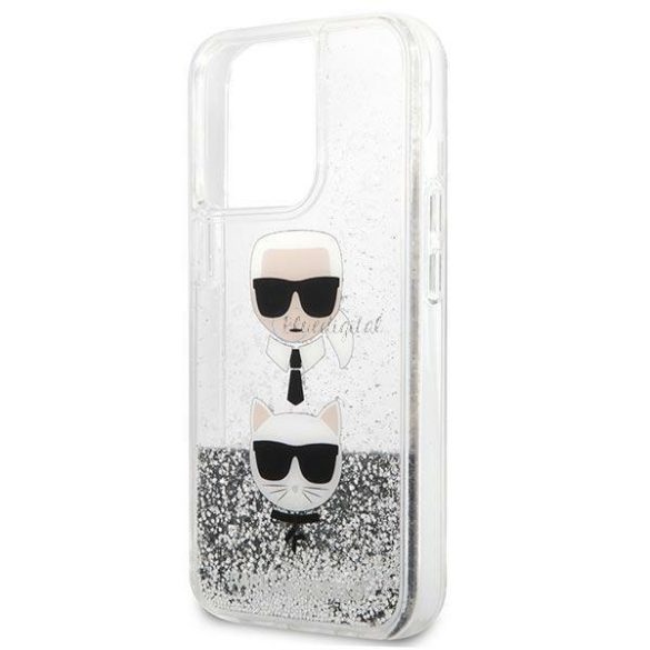 Karl Lagerfeld Klhcp13xKICGLS iPhone 13 PRO max 6.7 "Ezüst / ezüst tok folyékony csillámos Karl Choupette Head