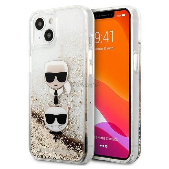 Karl Lagerfeld Klhcp13skiccld iPhone 13 Mini 5,4 "Złoty / Gold tok Folyékony csillámos Karl Choupette Head