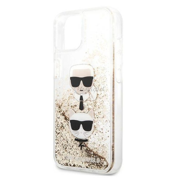 Karl Lagerfeld Klhcp13skiccld iPhone 13 Mini 5,4 "Złoty / Gold tok Folyékony csillámos Karl Choupette Head
