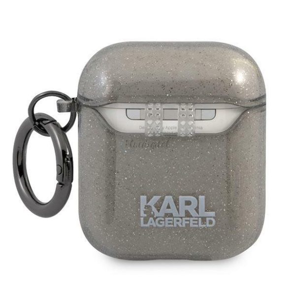 Karl Lagerfeld Kla2ukhgk Airpods tok fekete csillámos Karl feje