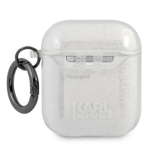 Karl Lagerfeld KLA2UKHGS Airpods tok Silver / Silver csillámos Karl feje