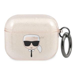 Karl Lagerfeld KLA3UKHGD AIRPODS 3 tok Gold / Gold csillámos Karl feje