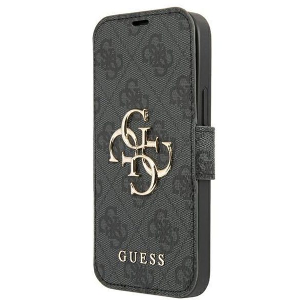 Guess GUBKP13S4GMGGR iPhone 13 mini 5,4 "szürke könyv 4G nagy fém logó tok