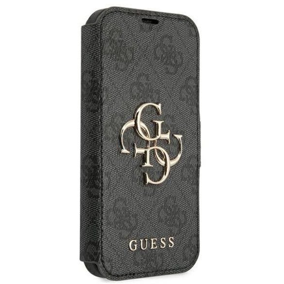 Guess GUBKP13S4GMGGR iPhone 13 mini 5,4 "szürke könyv 4G nagy fém logó tok