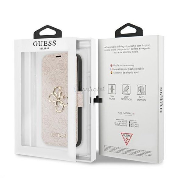 Guess GUBKP13L4GMGPI iPhone 13 Pro / 13 6.1 „pink / rózsaszín könyv 4G Big Metal Logo tok