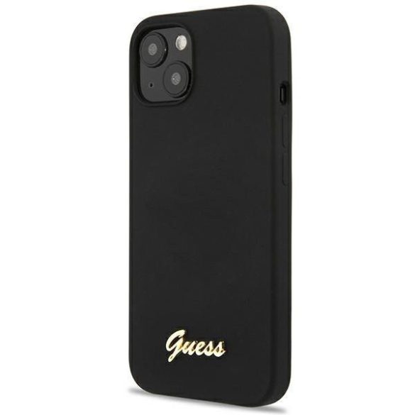 Guess GUHCP13MLSLMGBK iPhone 13 6.1" fekete keménytok szilikon Script arany logó