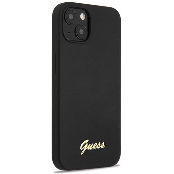 Guess GUHCP13MLSLMGBK iPhone 13 6.1" fekete keménytok szilikon Script arany logó