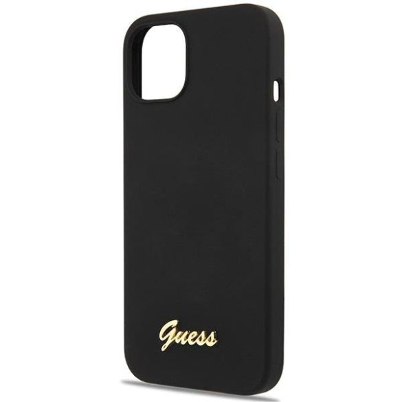 Guess GUHCP13MLSLMGBK iPhone 13 6.1" fekete keménytok szilikon Script arany logó