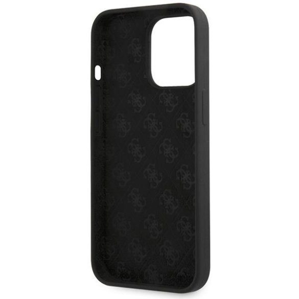 Guess GUHCP13XLSLMGBK iPhone 13 Pro Max 6.7" fekete keménytok szilikon Script arany logó