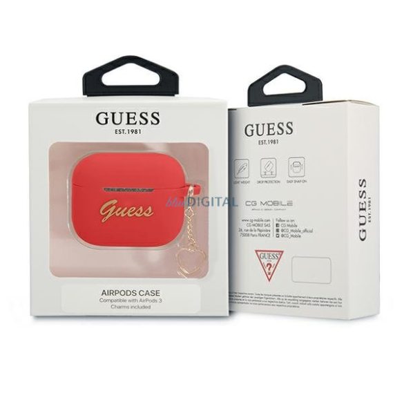 Guess GUA3LSCHSR AirPods 3 tok piros Szilikon Charm Szív kollekció